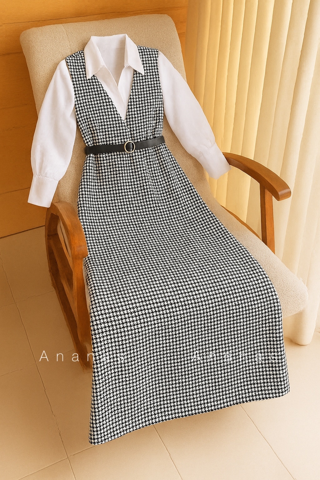 ست شومیز+سارافون+کمربند ساسبندی کد 50781